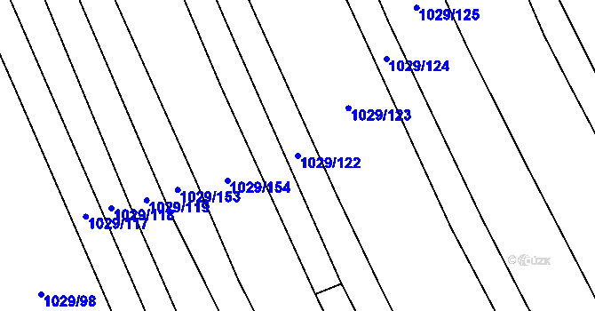 Parcela st. 1029/122 v KÚ Uherčice u Hustopečí, Katastrální mapa