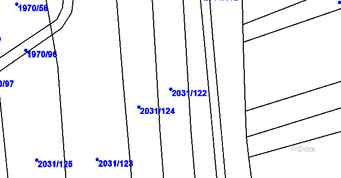 Parcela st. 2031/122 v KÚ Uherčice u Hustopečí, Katastrální mapa