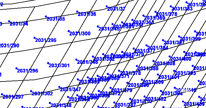 Parcela st. 2031/358 v KÚ Uherčice u Hustopečí, Katastrální mapa