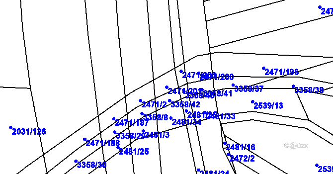 Parcela st. 2471/201 v KÚ Uherčice u Hustopečí, Katastrální mapa