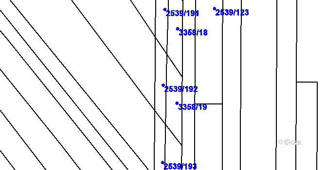 Parcela st. 2539/192 v KÚ Uherčice u Hustopečí, Katastrální mapa
