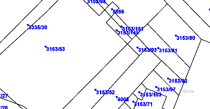 Parcela st. 3153/104 v KÚ Uherčice u Hustopečí, Katastrální mapa