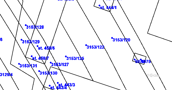 Parcela st. 3153/122 v KÚ Uherčice u Hustopečí, Katastrální mapa