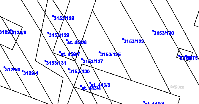 Parcela st. 3153/125 v KÚ Uherčice u Hustopečí, Katastrální mapa
