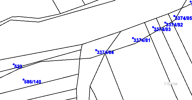 Parcela st. 3374/84 v KÚ Uherčice u Hustopečí, Katastrální mapa
