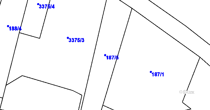 Parcela st. 187/5 v KÚ Uherčice u Hustopečí, Katastrální mapa