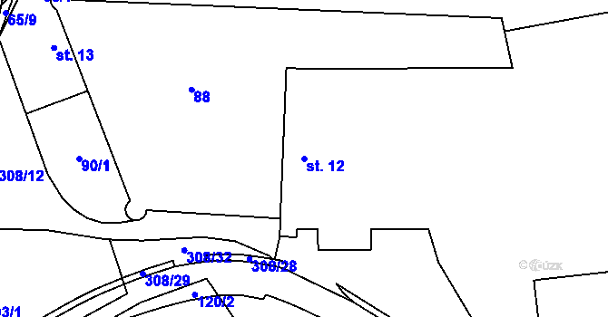 Parcela st. 12 v KÚ Uherčice u Znojma, Katastrální mapa
