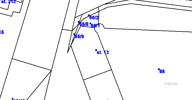 Parcela st. 13 v KÚ Uherčice u Znojma, Katastrální mapa