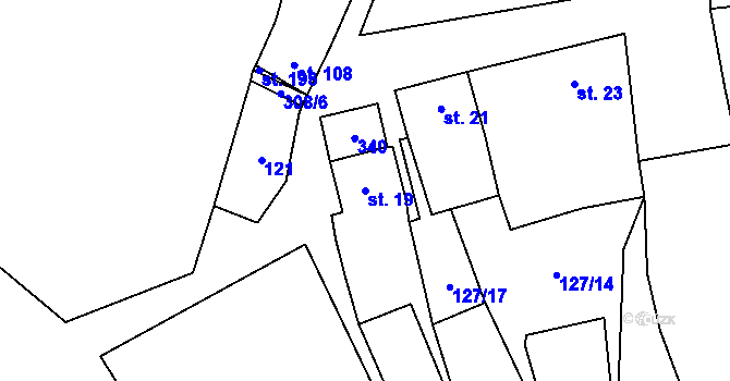 Parcela st. 19 v KÚ Uherčice u Znojma, Katastrální mapa