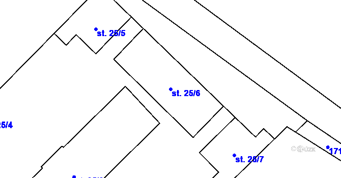 Parcela st. 25/6 v KÚ Uherčice u Znojma, Katastrální mapa