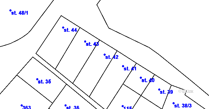 Parcela st. 42 v KÚ Uherčice u Znojma, Katastrální mapa