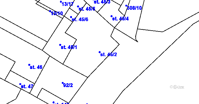 Parcela st. 45/2 v KÚ Uherčice u Znojma, Katastrální mapa