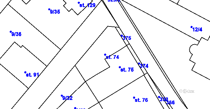 Parcela st. 74 v KÚ Uherčice u Znojma, Katastrální mapa