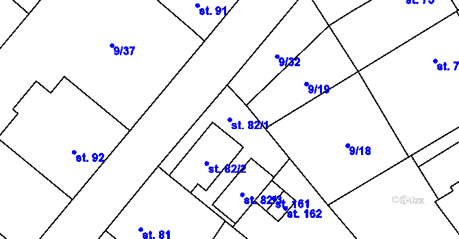 Parcela st. 82/1 v KÚ Uherčice u Znojma, Katastrální mapa