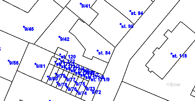 Parcela st. 84 v KÚ Uherčice u Znojma, Katastrální mapa