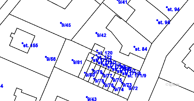 Parcela st. 120 v KÚ Uherčice u Znojma, Katastrální mapa