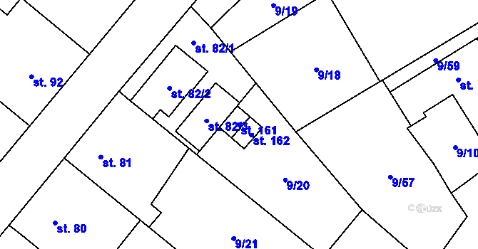 Parcela st. 161 v KÚ Uherčice u Znojma, Katastrální mapa
