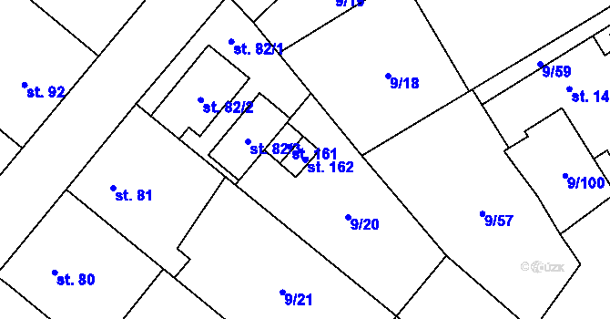 Parcela st. 162 v KÚ Uherčice u Znojma, Katastrální mapa