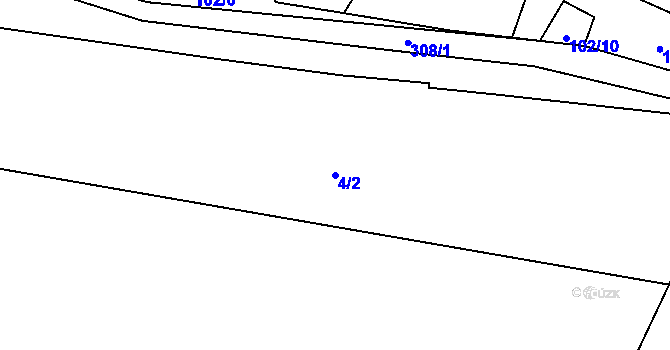 Parcela st. 4/2 v KÚ Uherčice u Znojma, Katastrální mapa