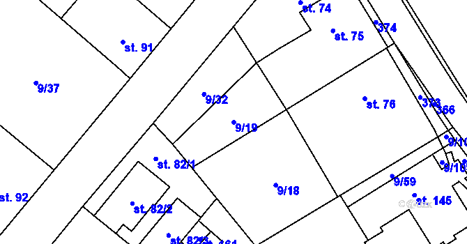 Parcela st. 9/19 v KÚ Uherčice u Znojma, Katastrální mapa