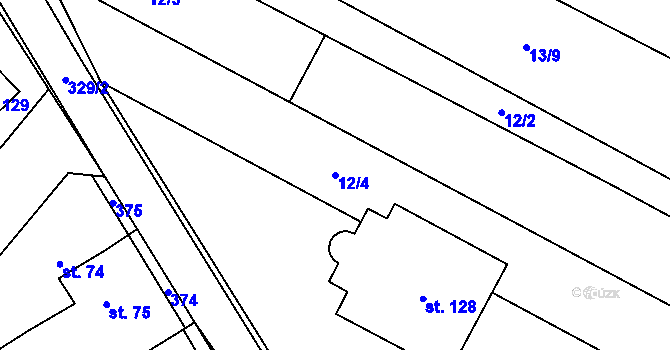 Parcela st. 12/4 v KÚ Uherčice u Znojma, Katastrální mapa