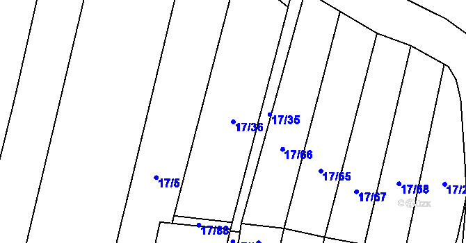 Parcela st. 17/36 v KÚ Uherčice u Znojma, Katastrální mapa