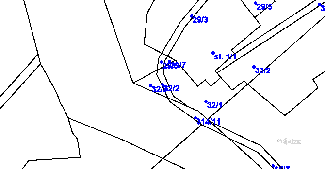 Parcela st. 32/2 v KÚ Uherčice u Znojma, Katastrální mapa