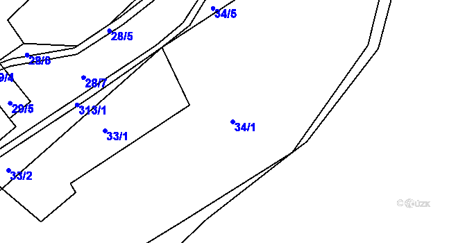 Parcela st. 34/1 v KÚ Uherčice u Znojma, Katastrální mapa