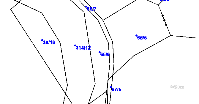 Parcela st. 65/6 v KÚ Uherčice u Znojma, Katastrální mapa