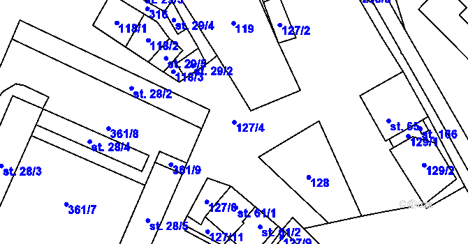 Parcela st. 127/4 v KÚ Uherčice u Znojma, Katastrální mapa