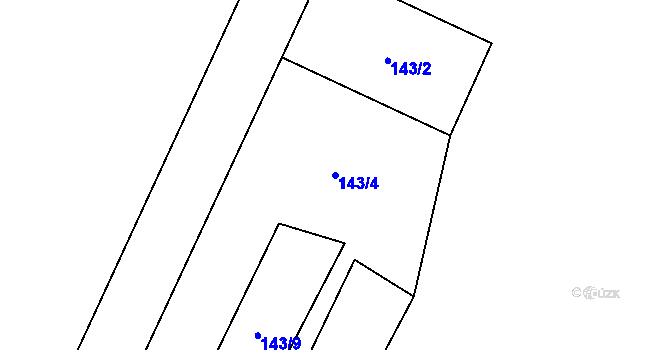 Parcela st. 143/4 v KÚ Uherčice u Znojma, Katastrální mapa
