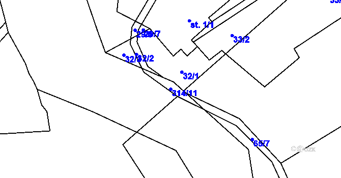 Parcela st. 314/11 v KÚ Uherčice u Znojma, Katastrální mapa