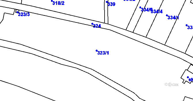 Parcela st. 323/1 v KÚ Uherčice u Znojma, Katastrální mapa