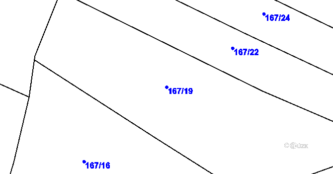 Parcela st. 167/19 v KÚ Uherčice u Znojma, Katastrální mapa