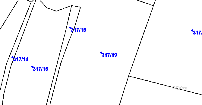 Parcela st. 317/19 v KÚ Uherčice u Znojma, Katastrální mapa