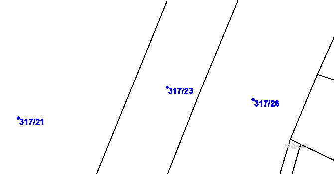 Parcela st. 317/23 v KÚ Uherčice u Znojma, Katastrální mapa