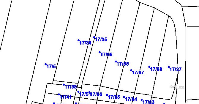 Parcela st. 17/66 v KÚ Uherčice u Znojma, Katastrální mapa