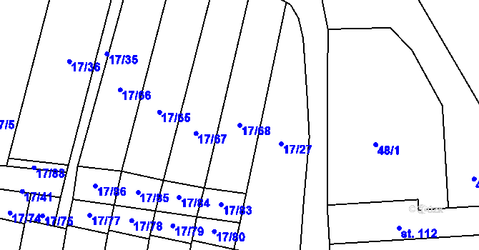 Parcela st. 17/68 v KÚ Uherčice u Znojma, Katastrální mapa