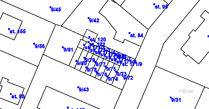 Parcela st. 171/6 v KÚ Uherčice u Znojma, Katastrální mapa