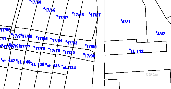 Parcela st. 17/89 v KÚ Uherčice u Znojma, Katastrální mapa