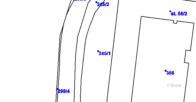 Parcela st. 245/1 v KÚ Uherčice u Znojma, Katastrální mapa