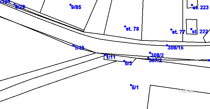 Parcela st. 1/11 v KÚ Uherčice u Znojma, Katastrální mapa