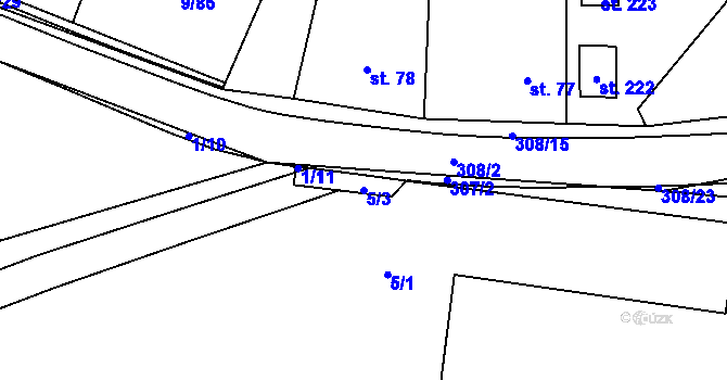 Parcela st. 5/3 v KÚ Uherčice u Znojma, Katastrální mapa