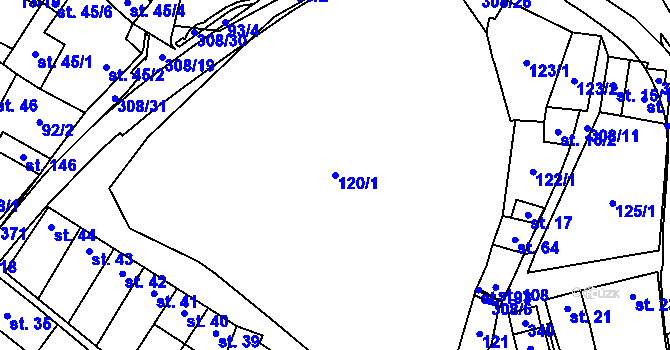 Parcela st. 120/1 v KÚ Uherčice u Znojma, Katastrální mapa