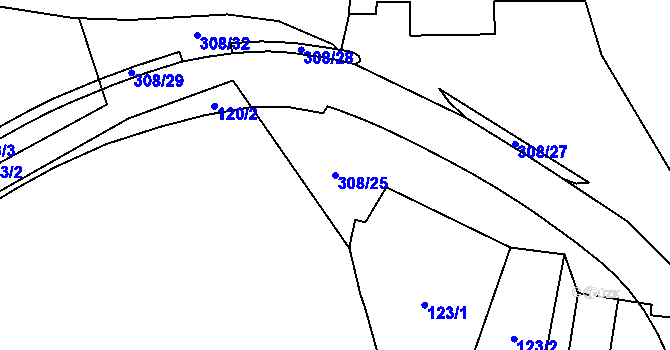 Parcela st. 308/25 v KÚ Uherčice u Znojma, Katastrální mapa