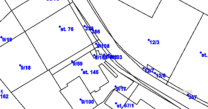 Parcela st. 9/106 v KÚ Uherčice u Znojma, Katastrální mapa