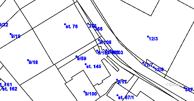 Parcela st. 9/107 v KÚ Uherčice u Znojma, Katastrální mapa