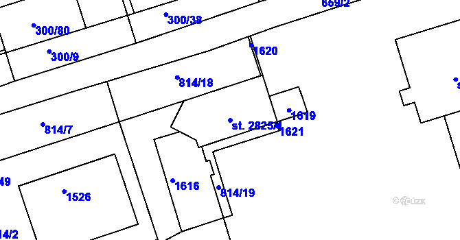 Parcela st. 2825/1 v KÚ Uherské Hradiště, Katastrální mapa