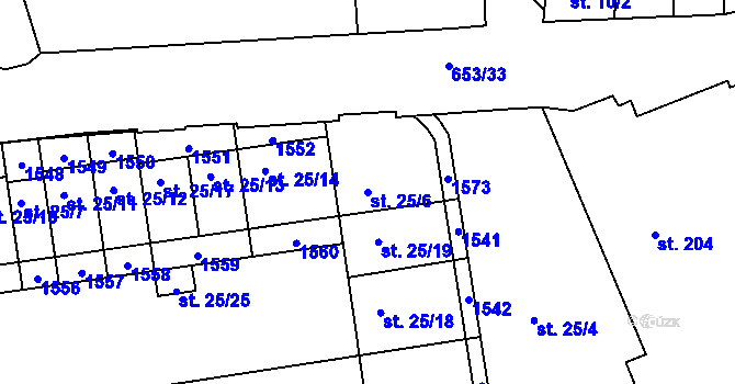 Parcela st. 25/6 v KÚ Uherské Hradiště, Katastrální mapa