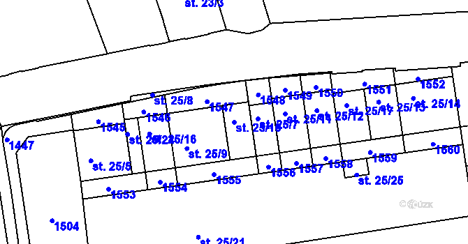 Parcela st. 25/10 v KÚ Uherské Hradiště, Katastrální mapa
